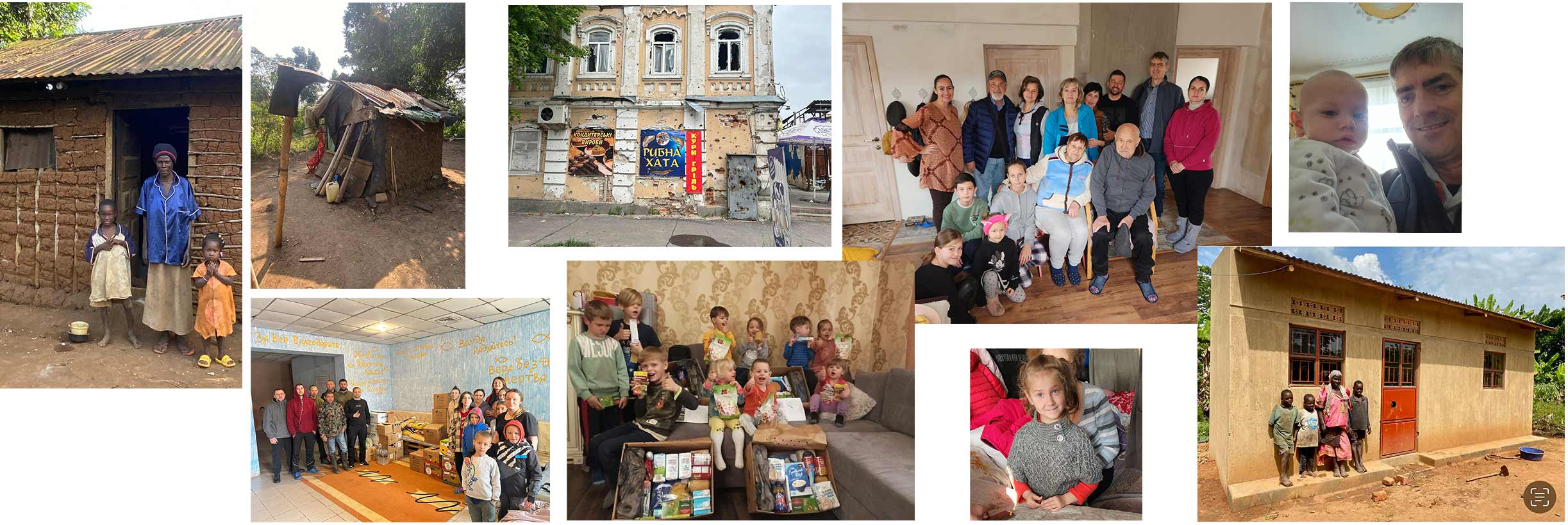 Collage of homes that we've helped to build for the impoverished